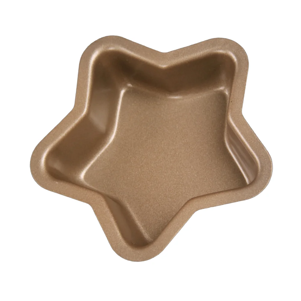 

1pc Cake Mold Star Shape Carbon Steel and PTFE Non-stick Cake Making Mould for Home (Golden)