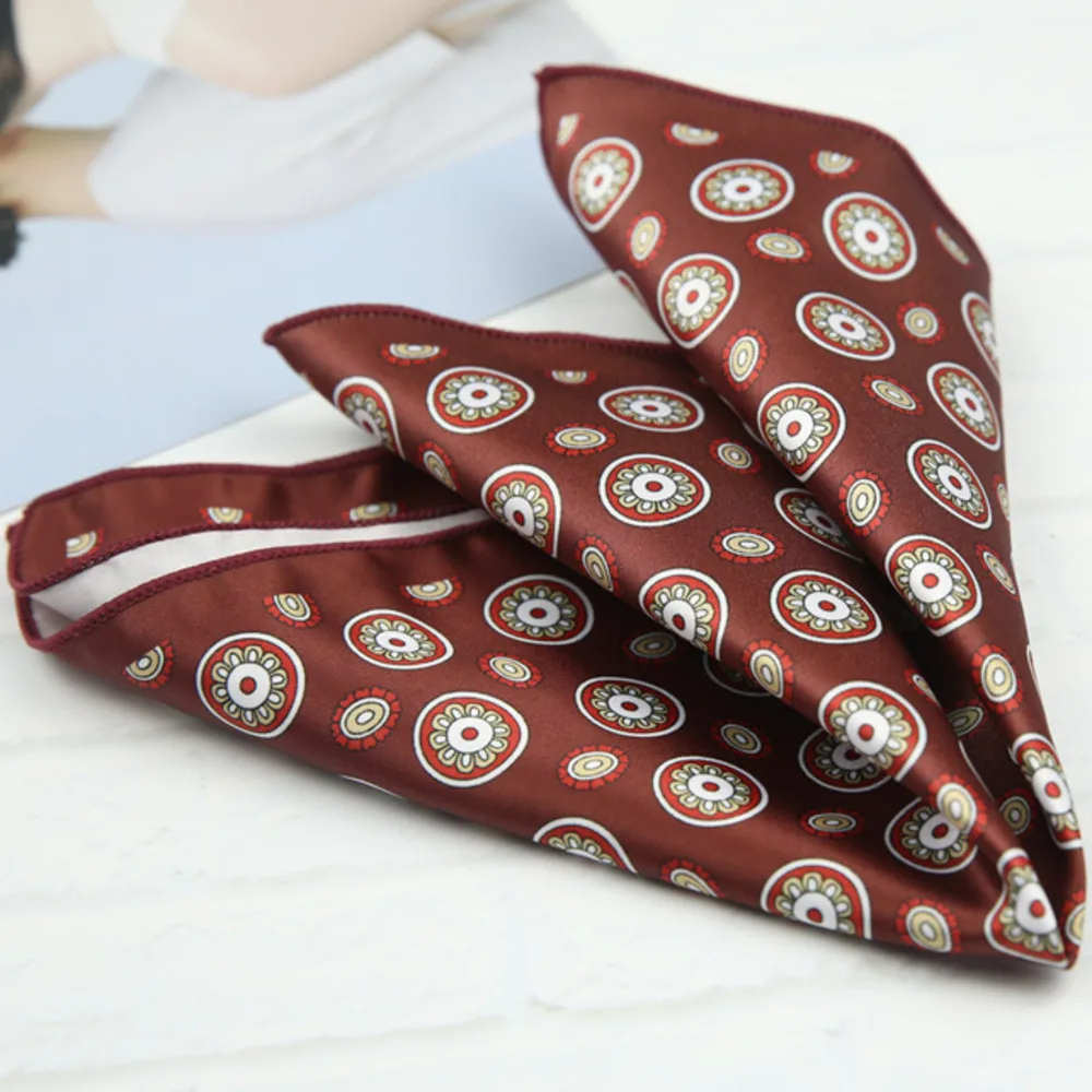 2026 Oversized Silky Pocket Square For Men 27CM Luxury Floral Dots Pocket Square Wedding Hanky Paisley Chest Towel Suits Scarf