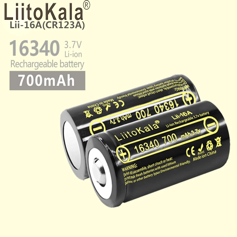 Liitokala Lii-16A Rcr123A 3.7V 16340 700Mah Batteria Ricaricabile Per Fotocamera Arlo Hd E Reolink Argus 3.7V Cr123A Ricaricabile