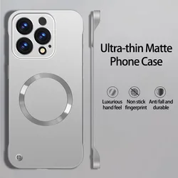 Ultra Slim Metallic Paint Frameless Magnetic Case with Wireless Charging Compatibility for Oneplus 12 (Silver)