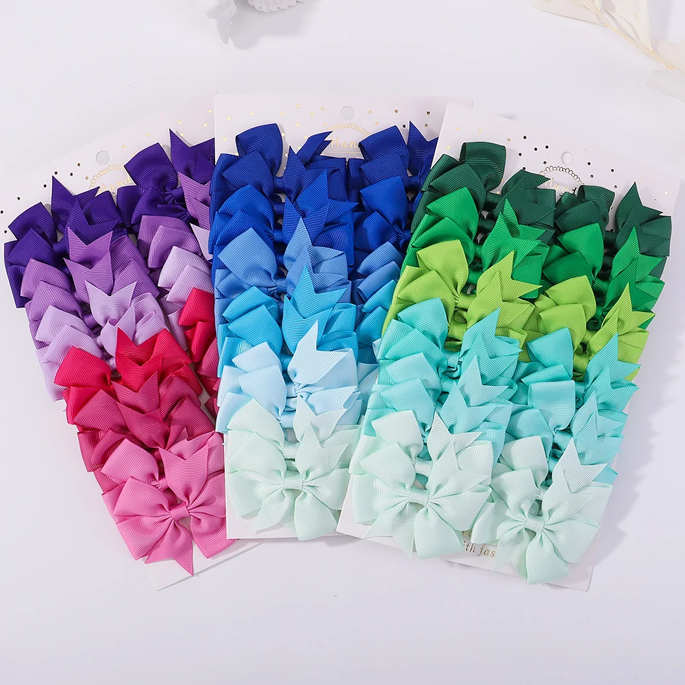 Kids Headwear Colorful Cute Hairpins Baby Girls Solid Color Bowknot Hair Clips Handmade 24pcs/set Children Hair Accessories Gift hair accessories