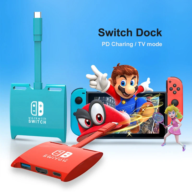 Switch Dock TV Dock for Nintendo Switch Accessories Docking Station USB Type C HUB to 4K HDMI USB 3.0 PD for Macbook Air M1 Pro
