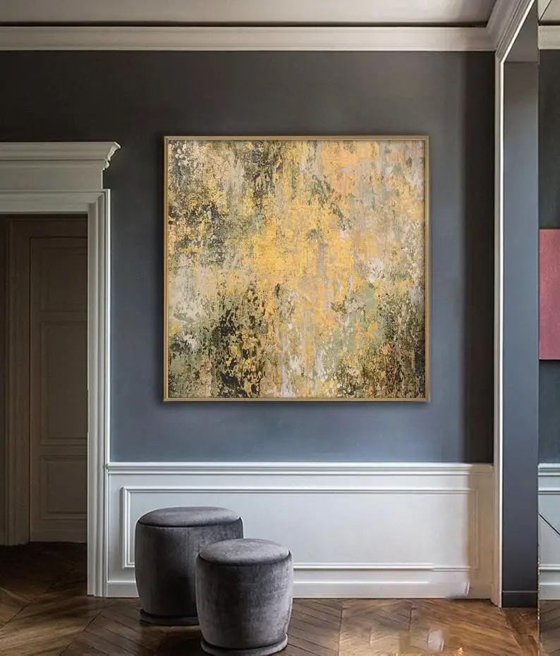 

Extra Large Painting, Gold And Grey Abstract Painting,Abstract Painting, Painting Oversized Abstract Painting, Wall ArtBig oil