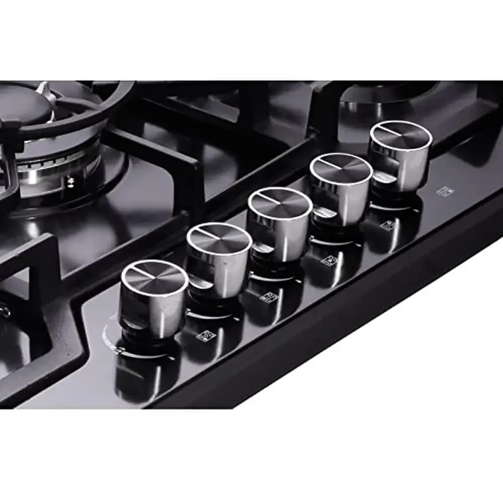30" Stainless Steel 5 Burner Gas Cooktop LPG/NG Convertible Thermocouple Safety System Durable Cast Iron Burner Gas Stove Top 4