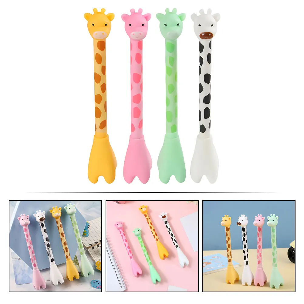 12 Pcs Decorate Giraffe Ballpoint Pen Student Cartoon Stationery Pp Multicolored Pens