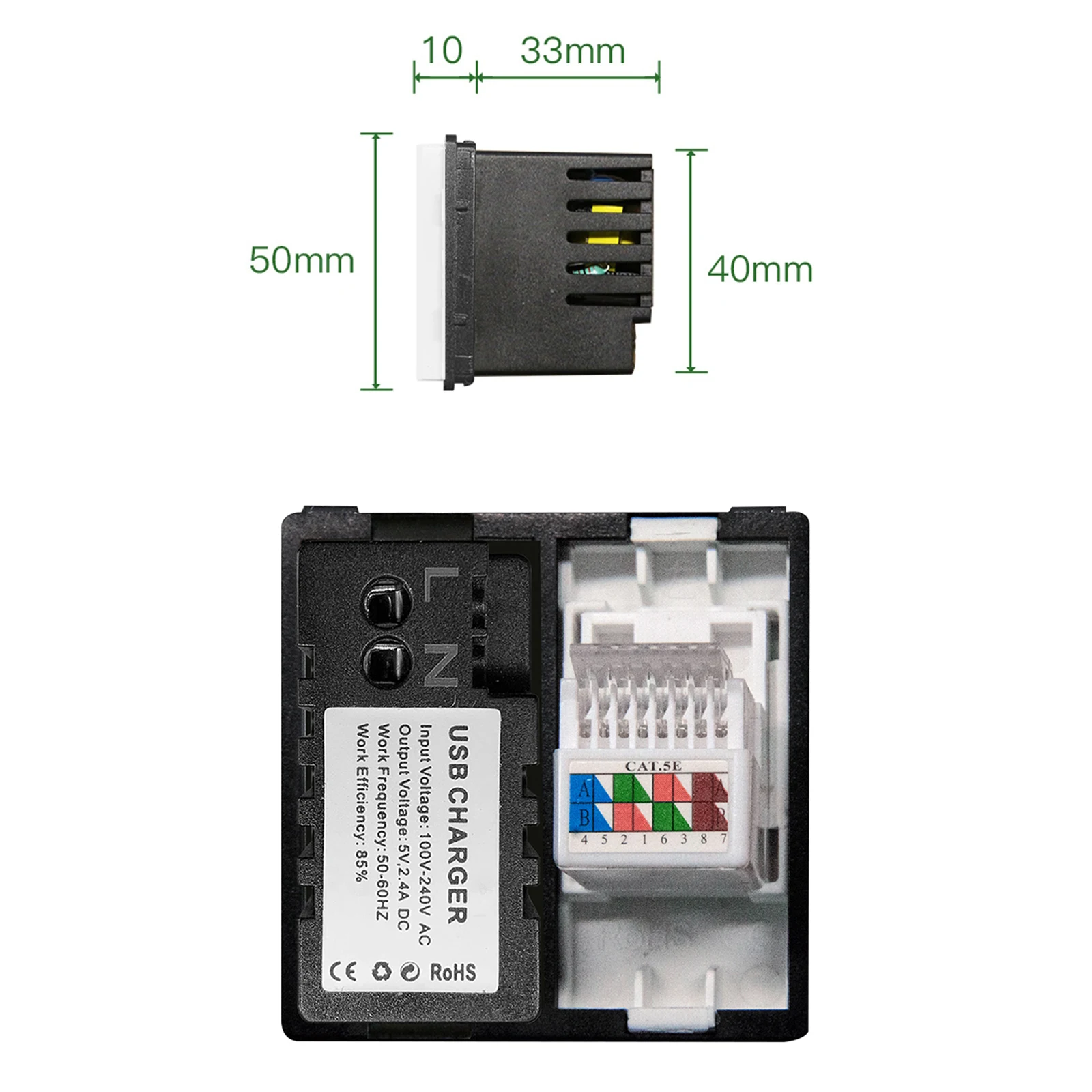 BSEED CAT5 인터넷 RJ45 이중 USB 소켓 2.4A 단일 EU 전원 콘센트 이중 독일 벽 소켓 16A 유리 프레임