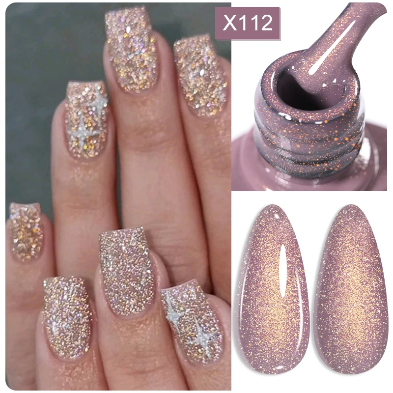LILYCUTE 7ml Sparkling Glitter Sequins Gel Nail Polish 125 Colors Shining Colorful Long Lasting Manicure Nail Art UV Gel Varnish