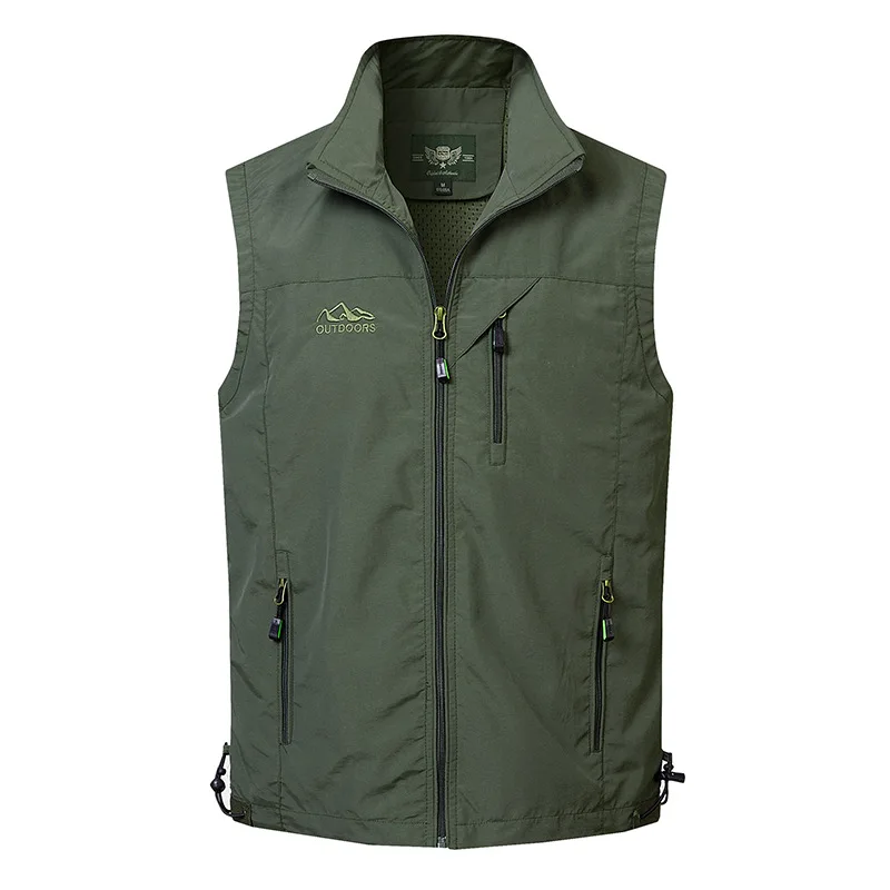 Veste légère homme été pêche photo respirante sans manches multi-poches pour activités extérieures
