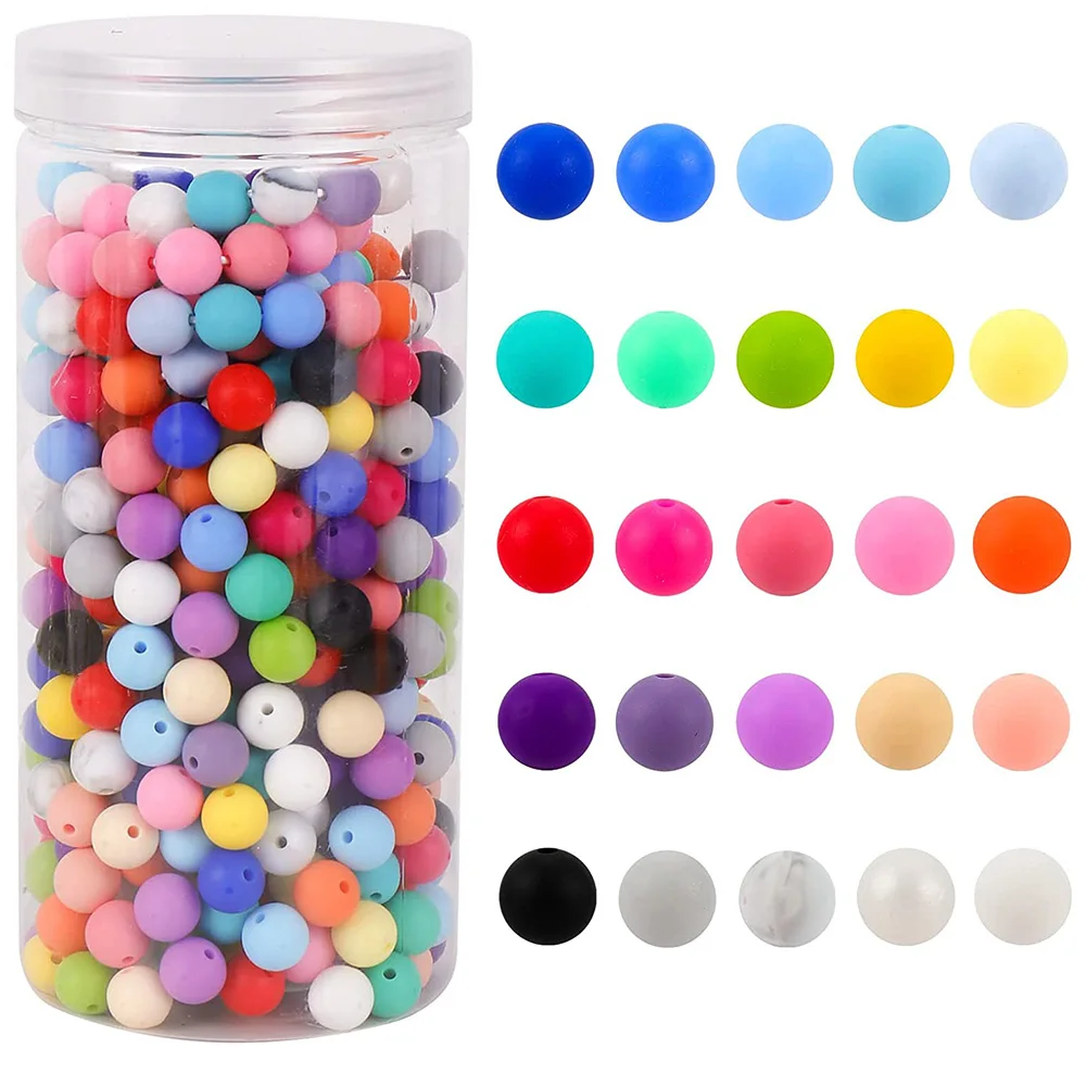 Kit De 100 Perles Rondes En Silicone De 15 Mm, Accessoires Polygonaux Pour La Fabrication De Porte Cles Et De Bracelets~p134723621
