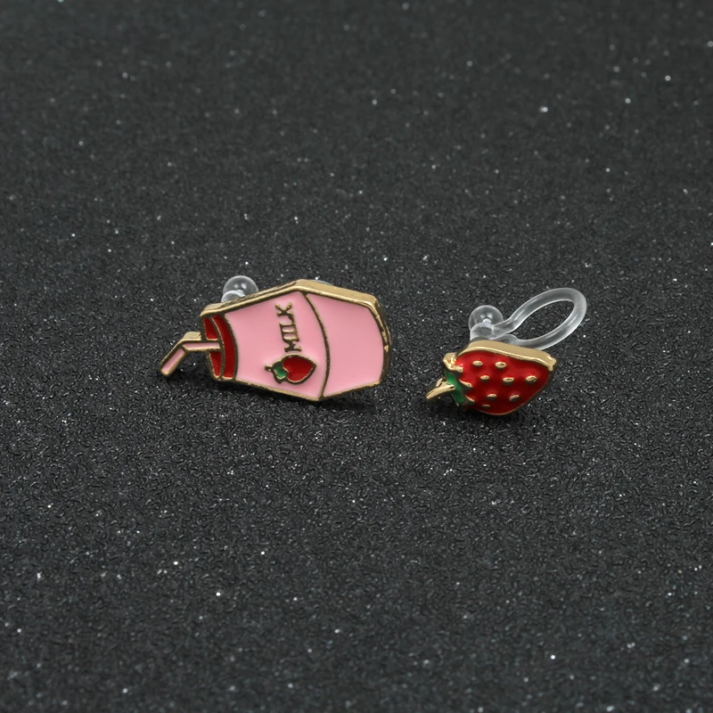GRACE JUN Cute Animal Friut Enamel CZ Clip on Earrings for Women Fashion Party Prom Stuedent Style No Pierced Earrings ear clip earrings clip earrings ear clip ear accessories