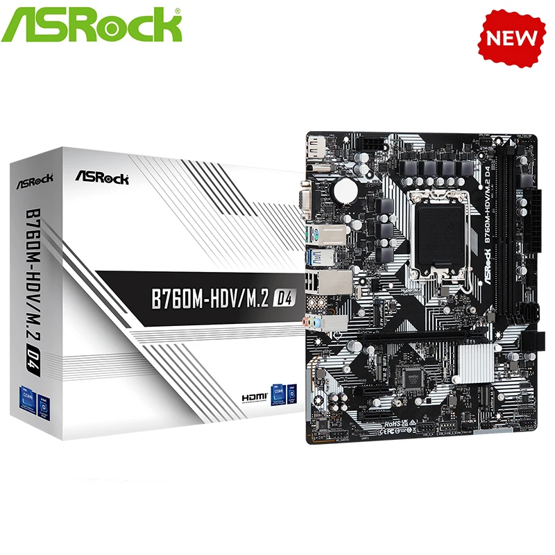 Nuovo B760 Per Scheda Madre Asrock B760M-Hdv/M.2 D4 Lga 1700 Ddr4 B760 Supporta Cpu I5 13400F I3 12100F 12400F