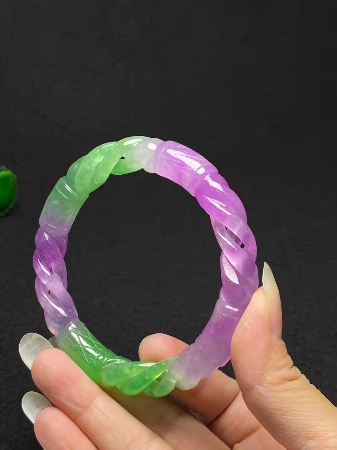 

jewelry jade bracelet Natural Myanmar ice Purple green bangles hollow handcarved lucky flower emerald bracelet jade bracelet