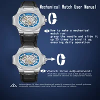 LONGLUX automatic mechanical watch outdoors simple luxury watches waterproof cheap wholesale skeleton leather mens watch gift 6