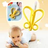 Banana Baby Silicone Training Toothbrush, BPA Free Safe Toddle Teether Chew Toys, Teething Ring Silicone Chew Dental Care Toot 1