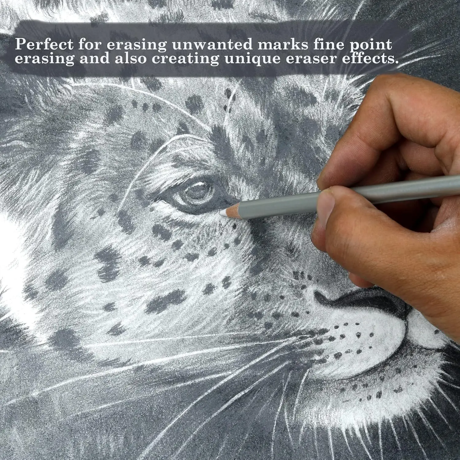 KALOUR Detail Eraser Pencil-6pc Eraser Pencils with Brush 2pc Sharpener,Erasing Small Details or add Highlights for Sketching 5