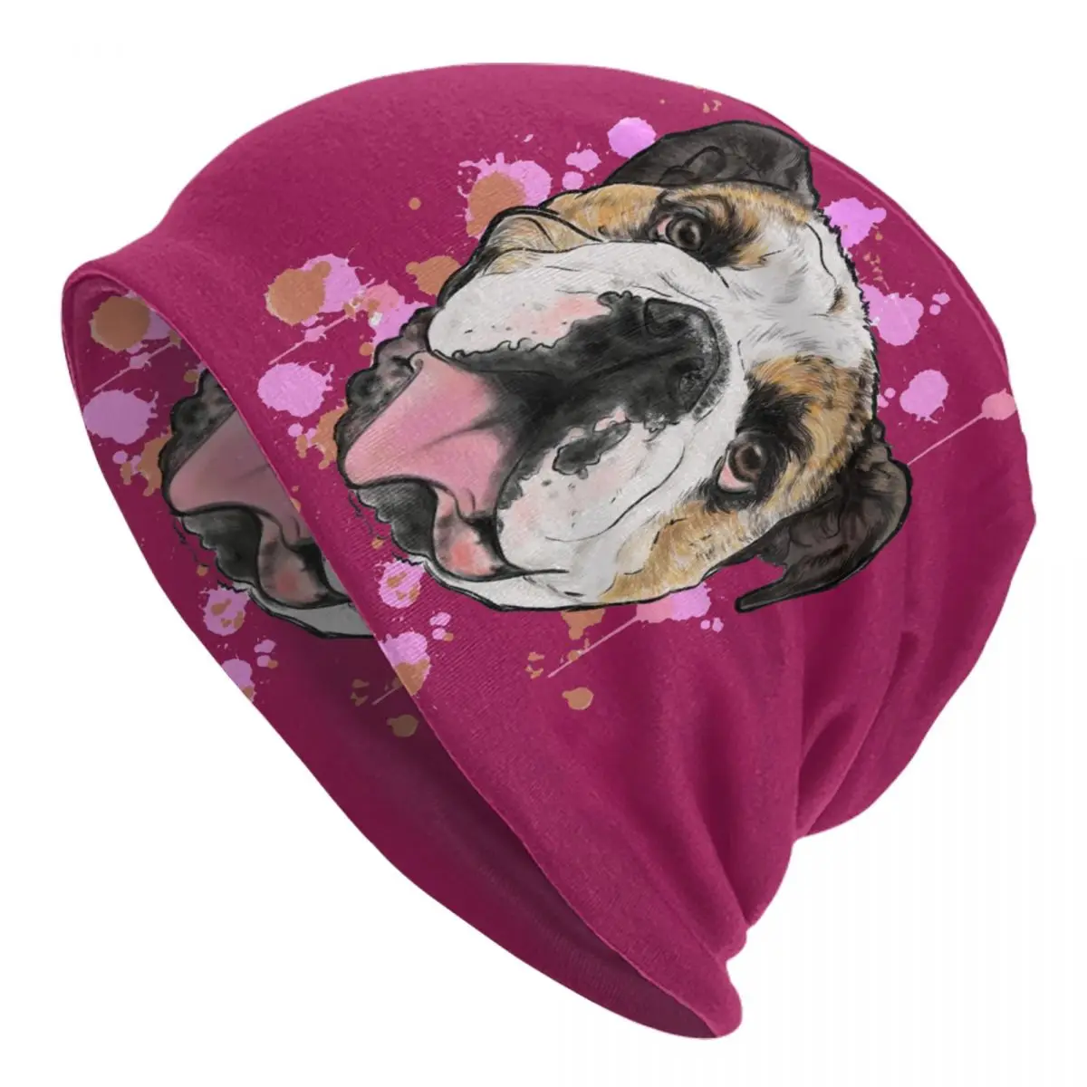 

English Bulldog Skullies Beanies Caps Men Women Unisex Outdoor Winter Warm Knitted Hat Adult British Dog Bonnet Hats
