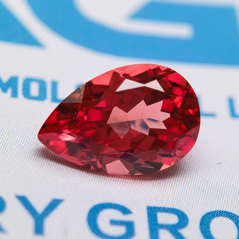 

Lab Grown Sapphire Pear shaped Sunset Red Color VVS1 charm Diy Advanced Jewelry Making Materials selectable AGL Certificate