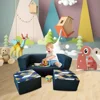 Kids Couch Convertible Toddler Sofa 4pcs with Memory Foam Fold Out Kids Sofa Bed, Play Couch Chair for Children Boys and Girls 5