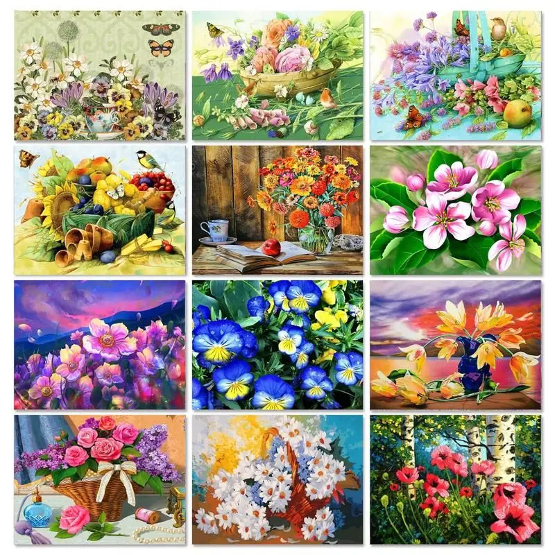 

GATYZTORY акриловая живопись по номерам Diy ремесла Красочные цветы Раскраска по номерам домашний декор для взрослых детей ручная роспись