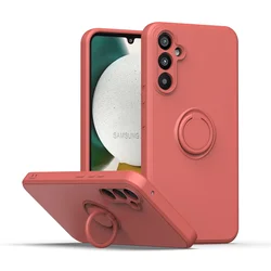 Magnetic Holder Ring Case - Liquid Silicone Phone Cover - Galaxy A50 A50S (Camellia red)