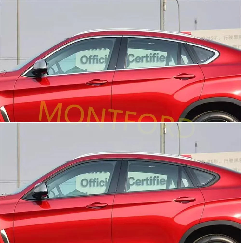 스테인레스 스틸 자동차 문짝 전체 창문 프레임 창문 틀 몰딩 트림 커버, BMW X6 E71 F16 G06 2008-2022 (검정색 실버)