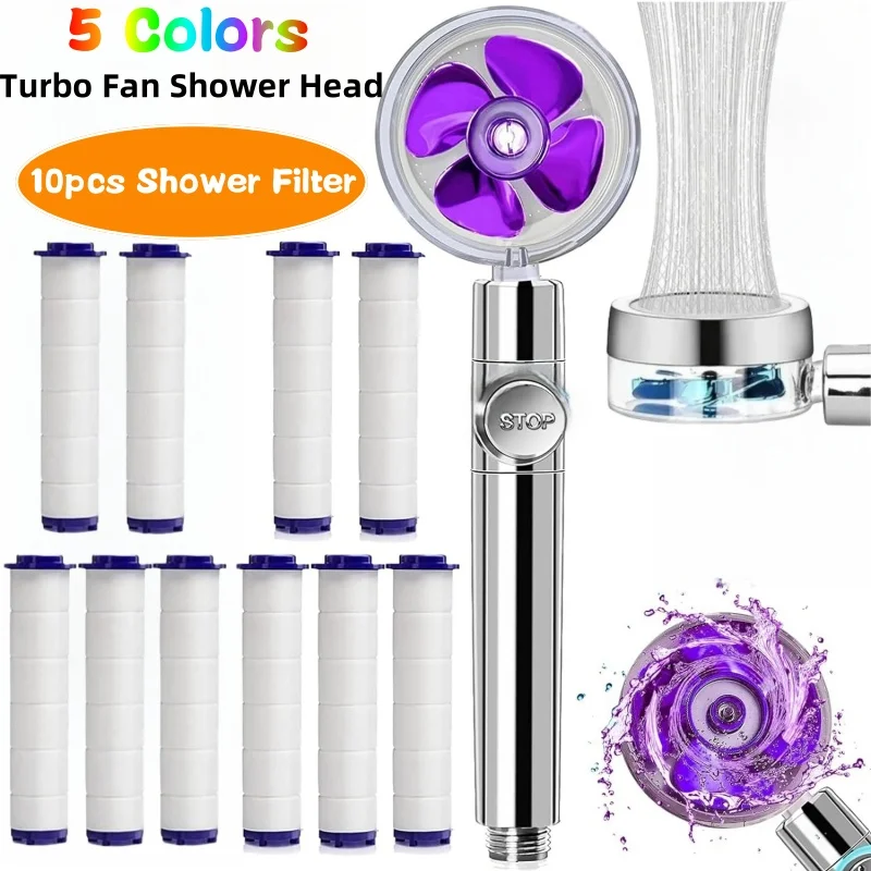 Enhanced High-Pressure Water-Saving Rotating Showerhead with Filter
