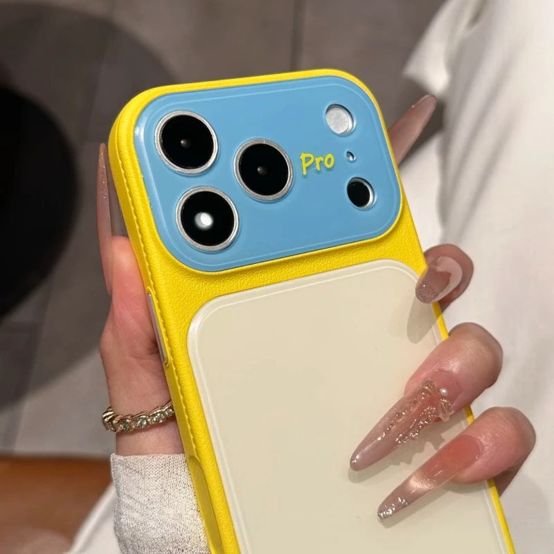 Glossy 3D Soft Leather Phone Case with Camera Protection - Candy Color Design