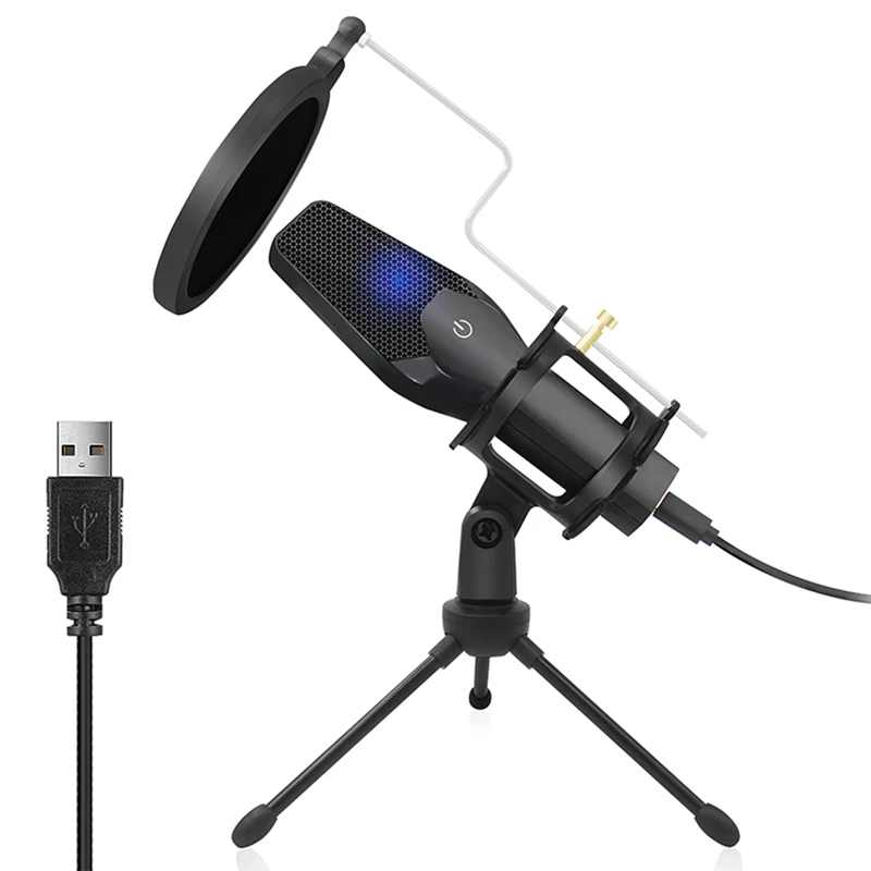 microphone for computer USB Studio Condenser Computer Microphone Kit With Stand Mic Windscreen Filter Cover Desktop Tripod for Gaming Streaming  YouTube wireless microphone Microphones