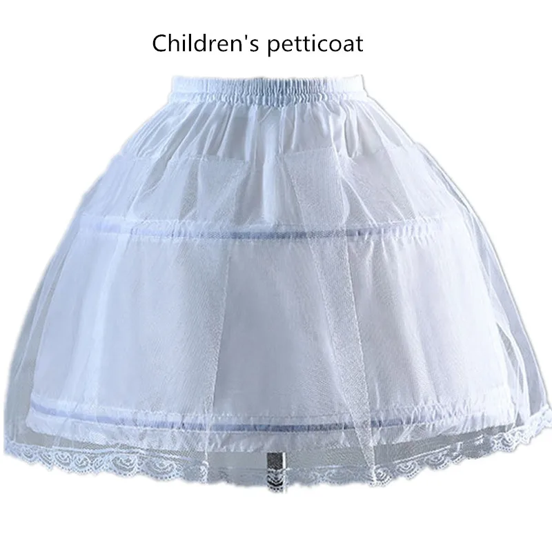 Petticoat skirt children girls 2 steel hoops white petticoat wedding gown underskirt elastic waistband A-line