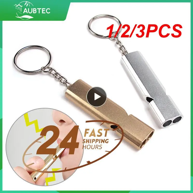 

1/2/3PCS Aluminum Alloy Whistle Outdoor Hiking Camping Safe Survival Warning Dual-tube Whistle Practical Waterproof Team Sports