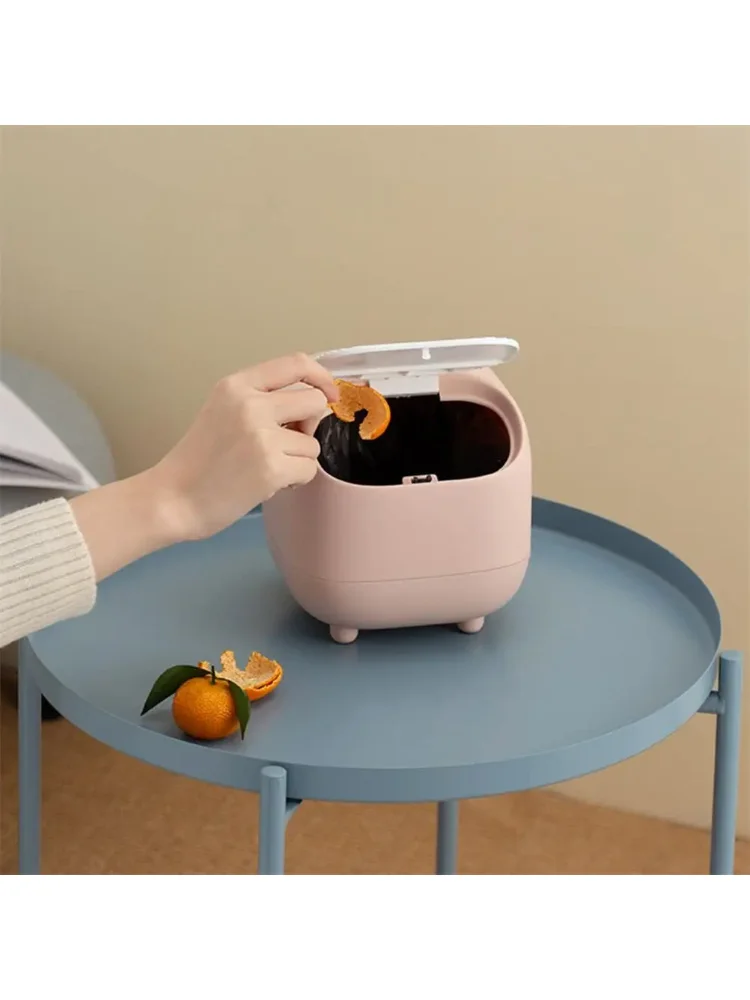 뚜껑이 있는 미니 쓰레기통, 귀여운 닌자 스타일 데스크탑 쓰레기통, 작은 쓰레기통, 사무실용 플라스틱 쓰레기통, 욕실 화장대, 데스크탑용
