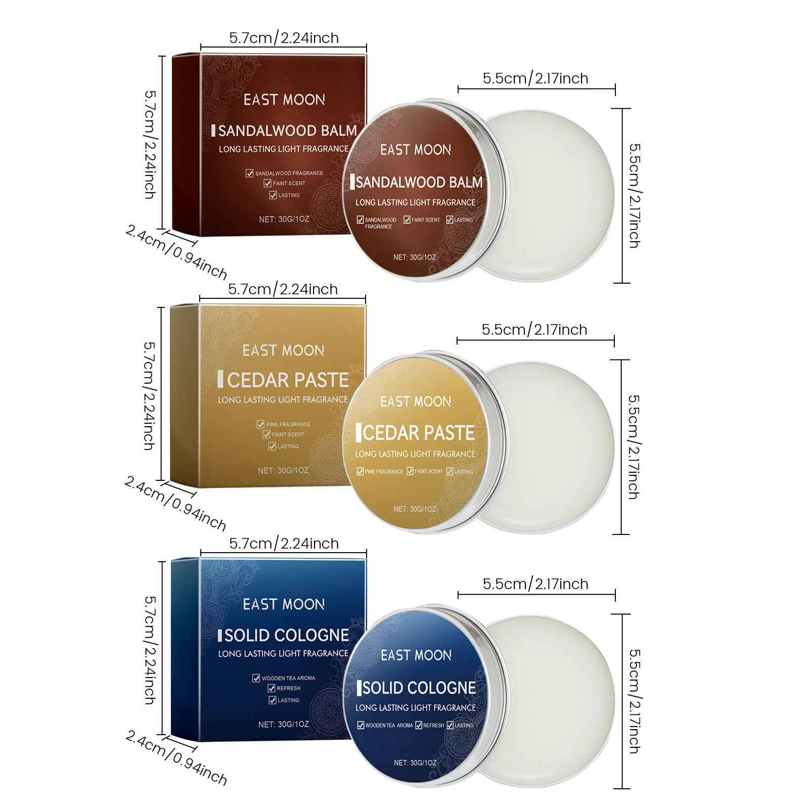 Men's Sandalwood Solid Cologne Balm Long Lasting Fragrance_voghion.com