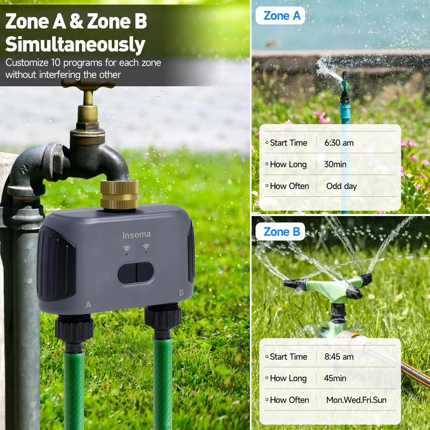 Insoma Automatic Water Timer with Gateway 2 Ways Garden Irrigation Watering System Sprinkler Programmer Tools support Alexa 5 Insoma Automatic Water Timer with Gateway 2 Ways Garden Irrigation Watering System Sprinkler Programmer Tools support Alexa 5