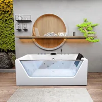 60 Inch Acrylic Freestanding Whirlpool Hot Tub Modern Soaking Bathtub with Central Drainage and Color Therapy  Bathroom Fixture 1
