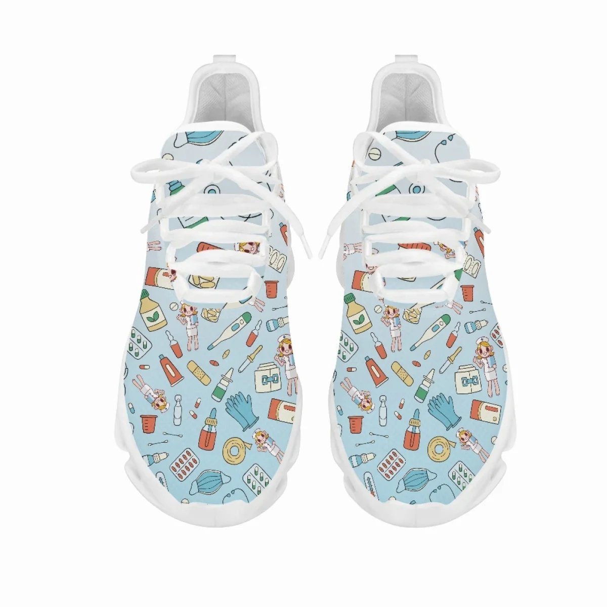 Yikeluo Casual Nurse Shoes Woman Catoon Medical Design Funny Fairy Girl Mesh Ladies Sneakers Female Footwear Zapatillas Mujer
