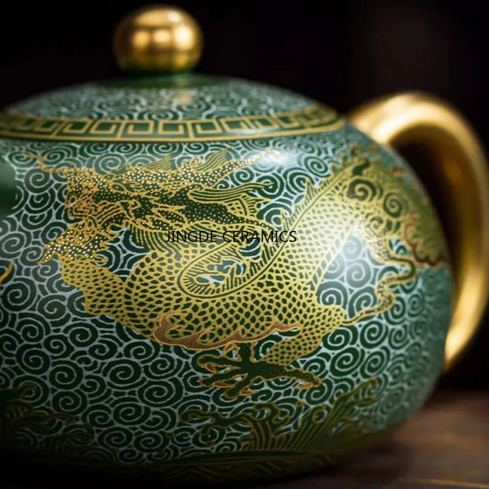 200ml Yixing Purple Clay Tea Pot High end gilded double dragon play beads Teapot Zisha Kettle Chinese Tea Accessories