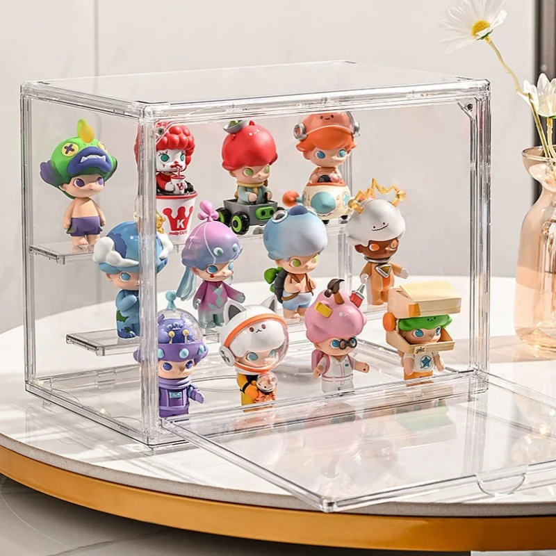 Acrylic Transparent Display Stand Blind Box Storage Box Dustproof Handmade Anime Car ModelStorage Box POP-MART Figures Organizer