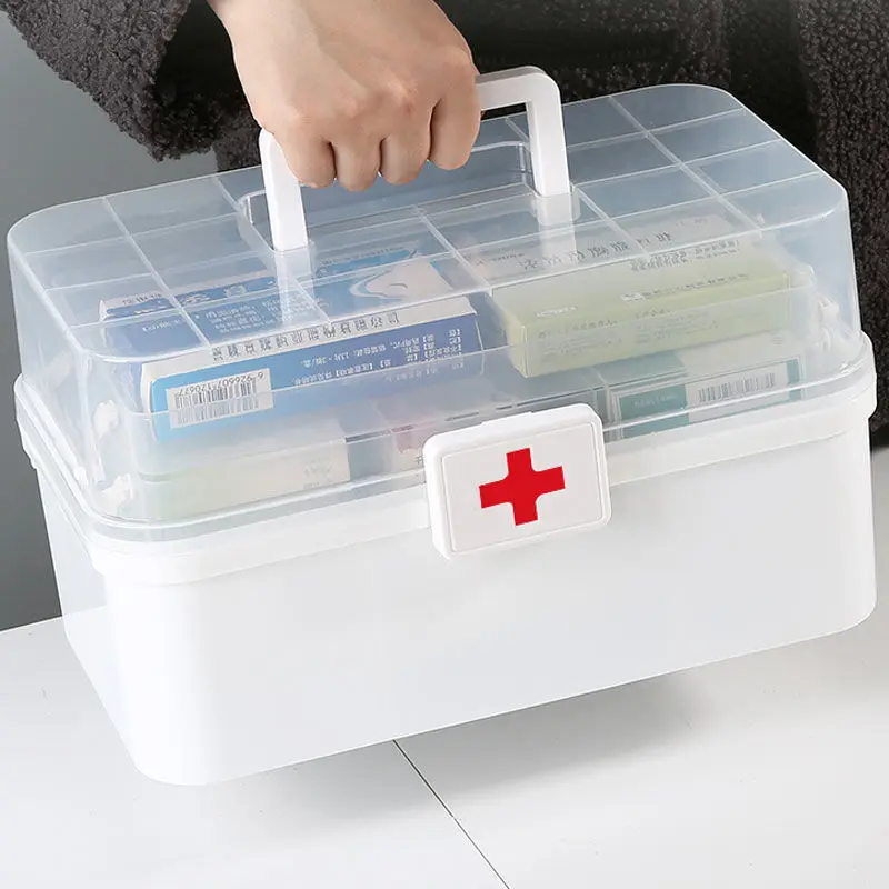 1pc Multilayer Plastic Family Medicine Cabinet Portable First Aid Kit Large  Capacity Medicine Storage Box, Separable
