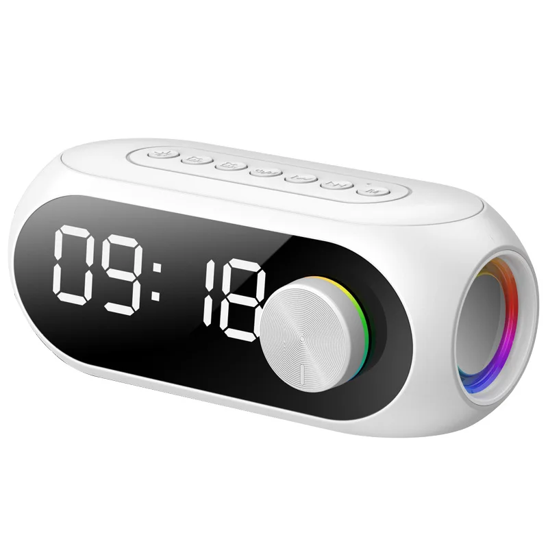 Alarm Clock Radio FM Bluetooth Speaker Portable Subwoofer Sound Box Music Wireless Mini Woofers Speaker Lamp_voghion.com