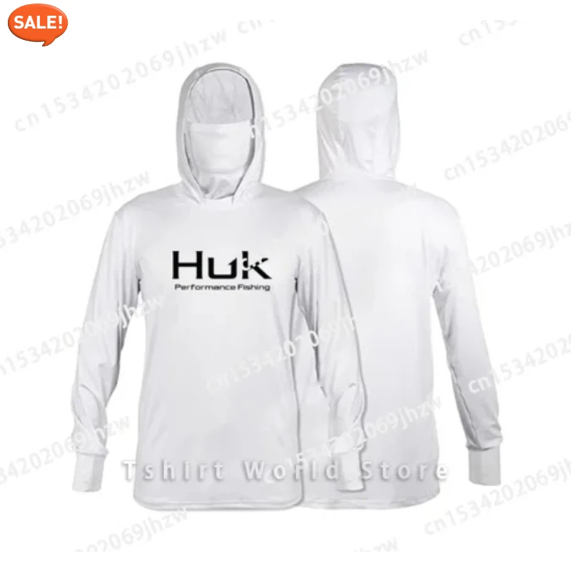 HUK 2025 남성용 솔리드 컬러 낚시 셔츠 긴팔 UPF50+ 속건성 탑 가볍고 얇은 통기성 야외 낚시 저지