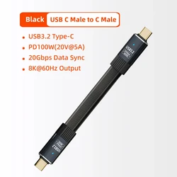 High - Speed 100W USB - C to USB - C Cable with 8K Video Support - 0.2m (Black)