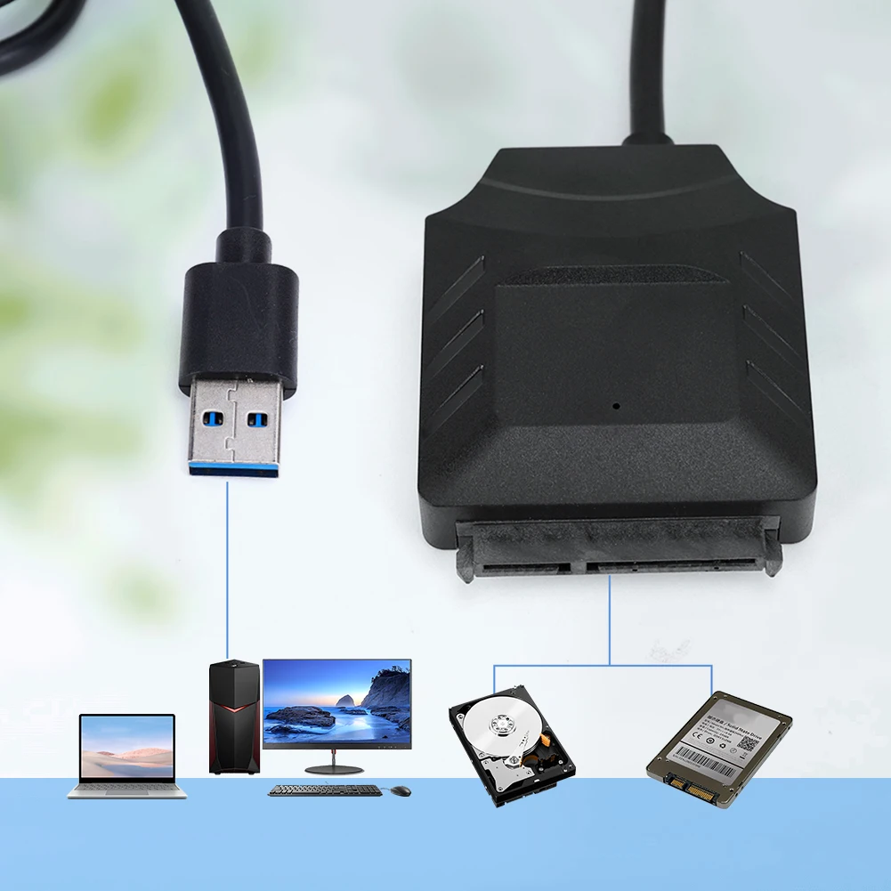 Sata to USB 3.0 어댑터 케이블, 지지대 22 핀 외장 하드 드라이브 변환기, 12V, 2.5 3.5 인치 HDD/SSD 하드 드라이브 디스크용