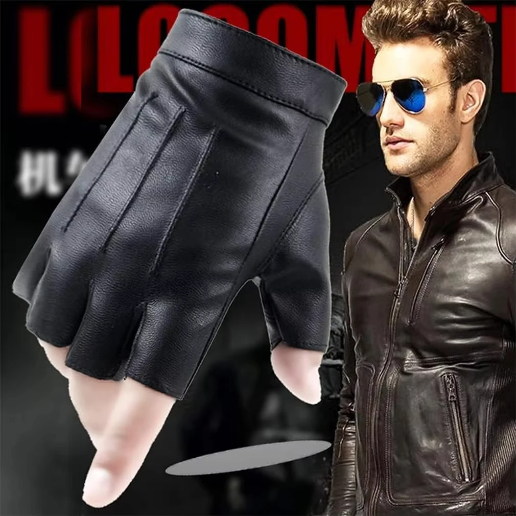Half Finger Gloves Fingerless Gloves Tactical Gloves Leather Gloves Sports Gloves Gym Gloves Men Women PU Leather Gloves Lovers Fingerless Mittens Black Half Finger Outdoor Tactical Mens Leather Driving Gloves