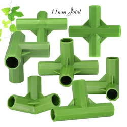 5-50PCS 11mm Plastic Greenhouse Frame Furniture Connectors Plant Stake Fencing Pipe Joint Flower Stand Gardening Frame Tee Cross
