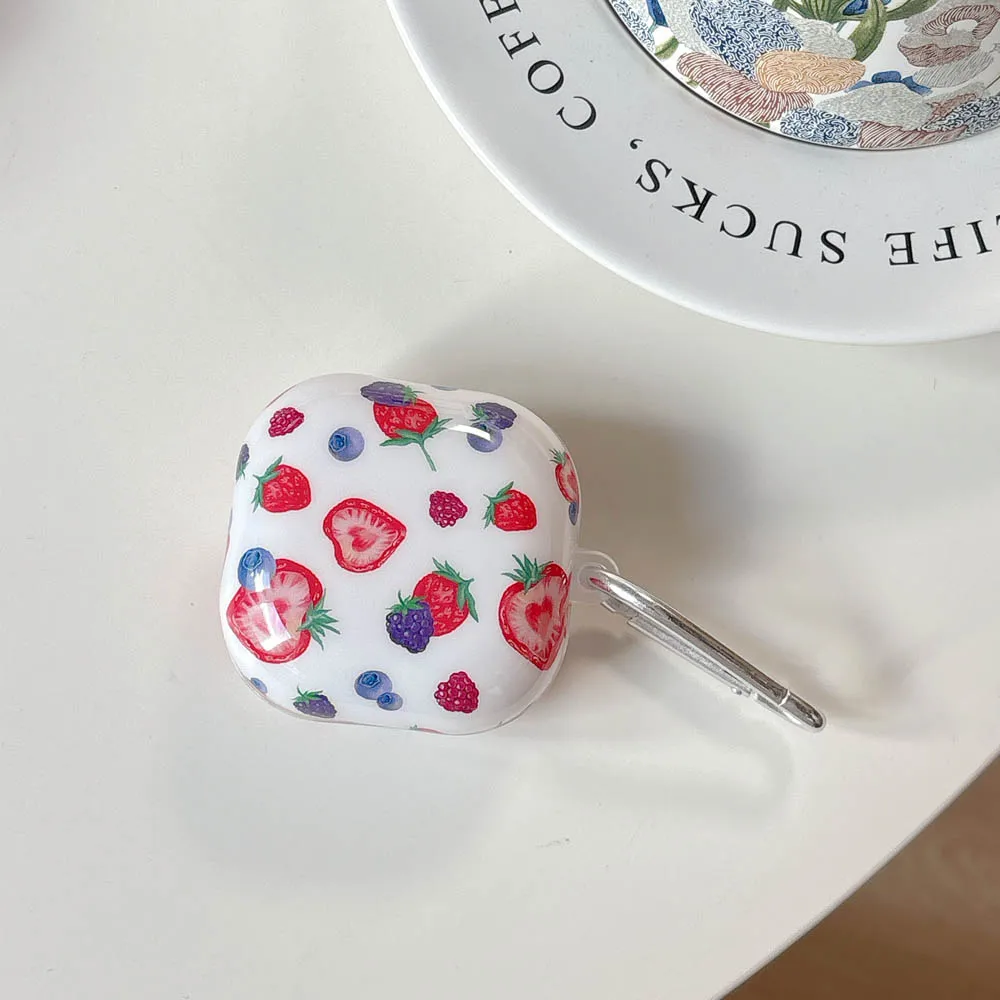 Fruit Cherry Lips Soft Cover Case with Hook for Wireless Bluetooth Earphones