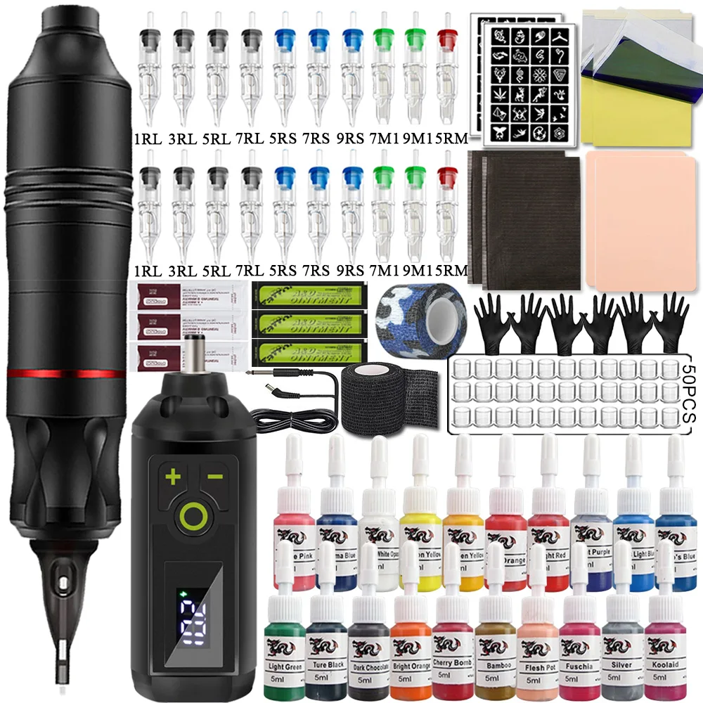 Tattoo kit Tattoo Machine Kit Wireless Mini Power Supply Battery Rotary Machine Pen Set With Cartridge Needles for Tattoo Beginner Supplies
