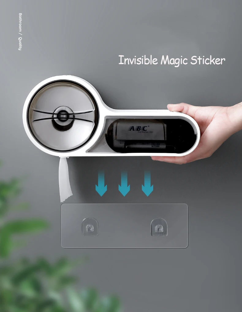 Sa14989b05fa647028eb61a311b2e40490 Wall Mounted Bathroom Toilet Paper Holder Paper Tissue Box Plastic Toilet Dispenser Roll Paper Storage Box Free Punching Mallzona