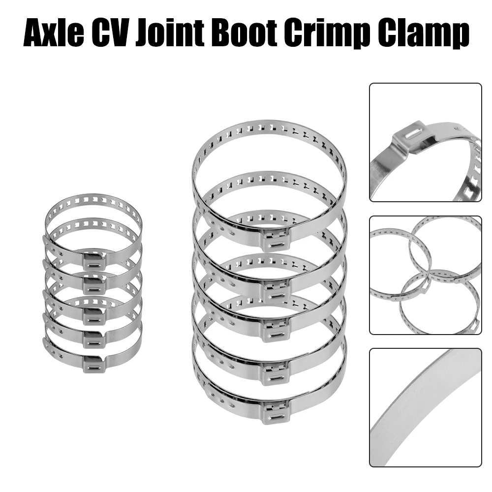 Kit Axle CV Joint Boot Crimp Clamp 5Pcs Adjustable Ball Cage Clamp 20- 50mm 50- 120mm Driveshaft CV Boot Stainless Steel