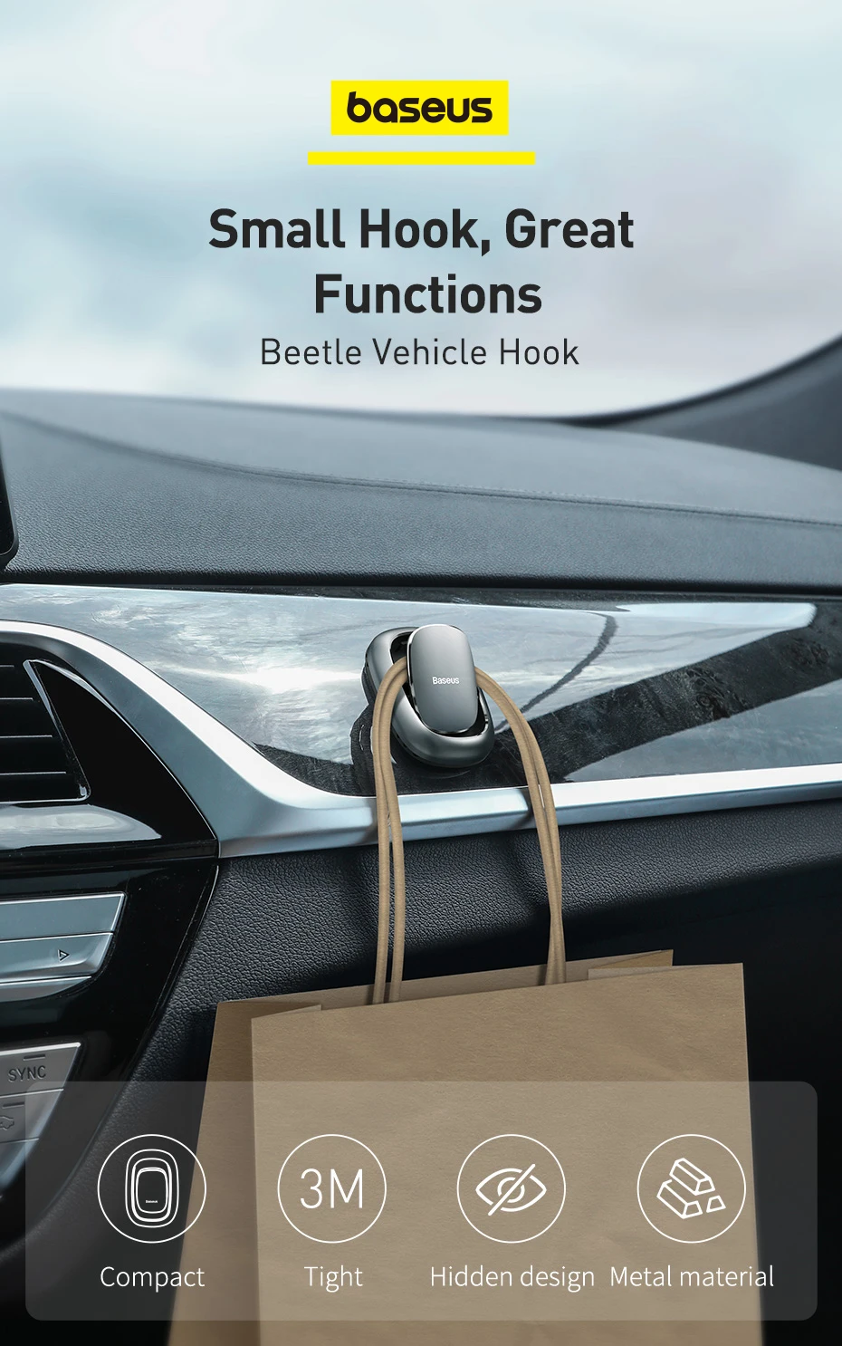 Auto Fastener Clip Vehicle Hooks For Bag USB Cable Storage Organizer Key Hanger