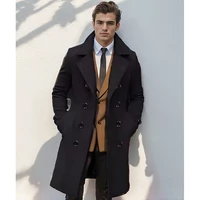 Men's autumn and winter new collection men's coat casual fashion double breasted mid length men's top coat 1